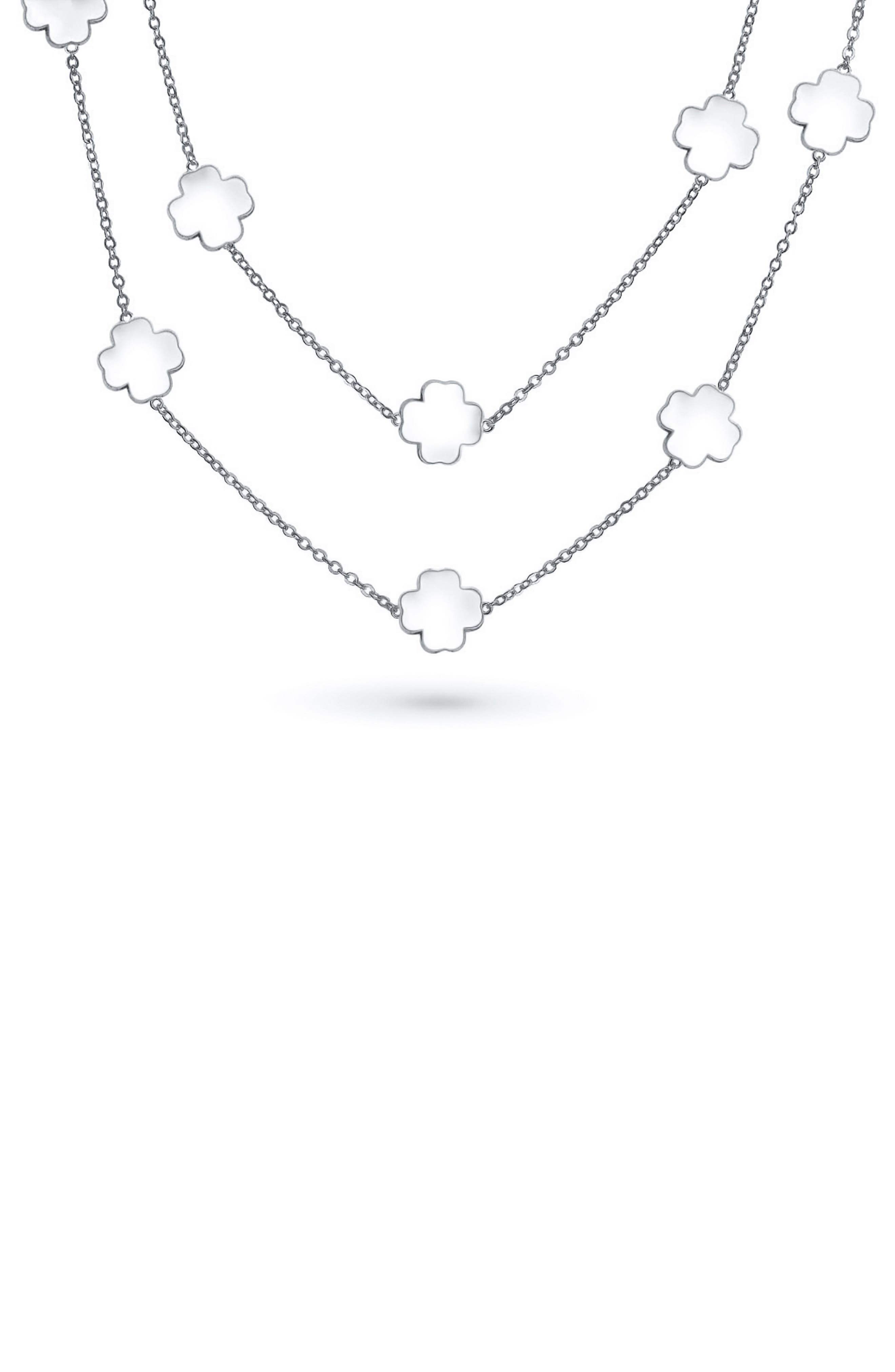 BLING JEWELRY Clover Flower Tin Cup Chain Layered Necklace