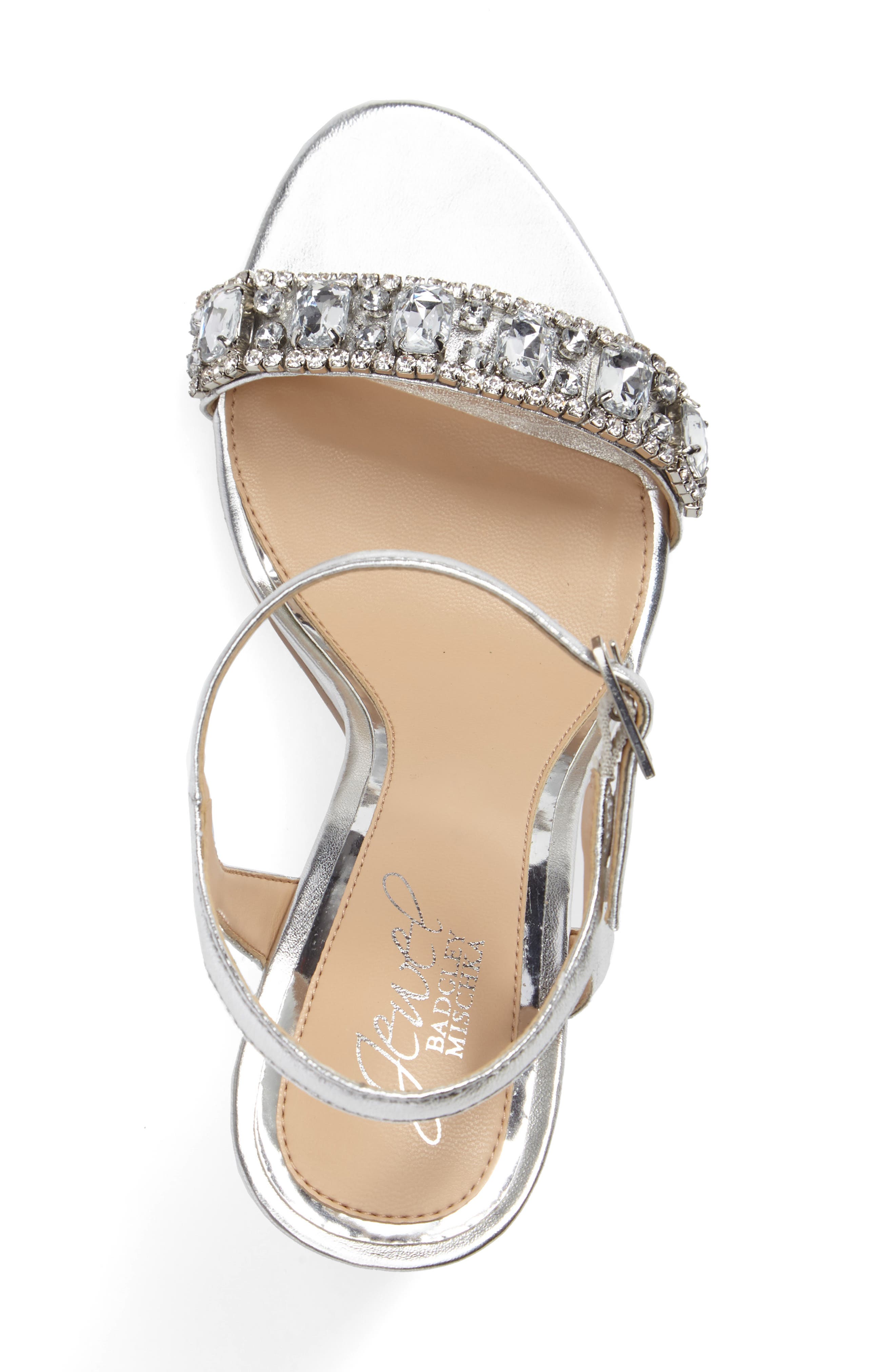 Hendricks Embellished Block Heel Sandal, Alternate, color, SILVER LEATHER