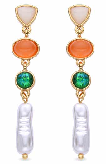 Louise Mixed Stone & Imitation Pearl Linear Drop Earrings
