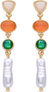 EYE CANDY LOS ANGELES Louise Mixed Stone & Imitation Pearl Linear Drop Earrings