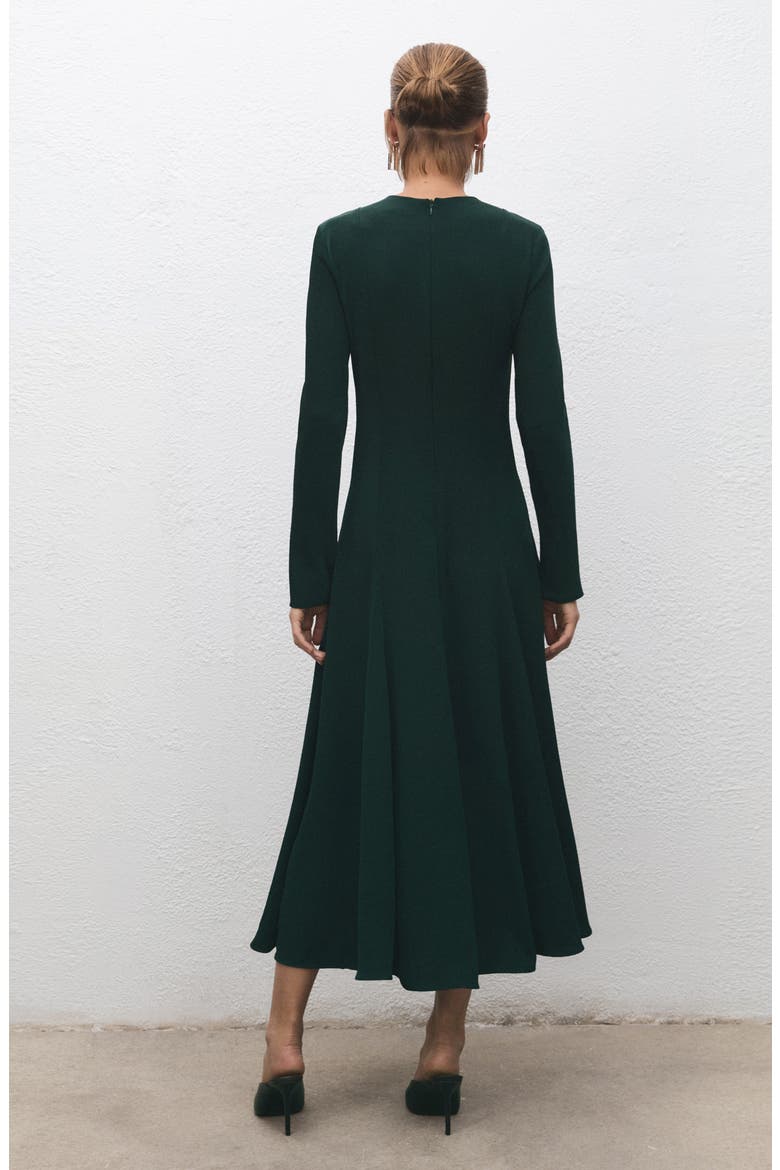 Seamed Long Sleeve Fit & Flare Dress, Alternate, color, GREEN