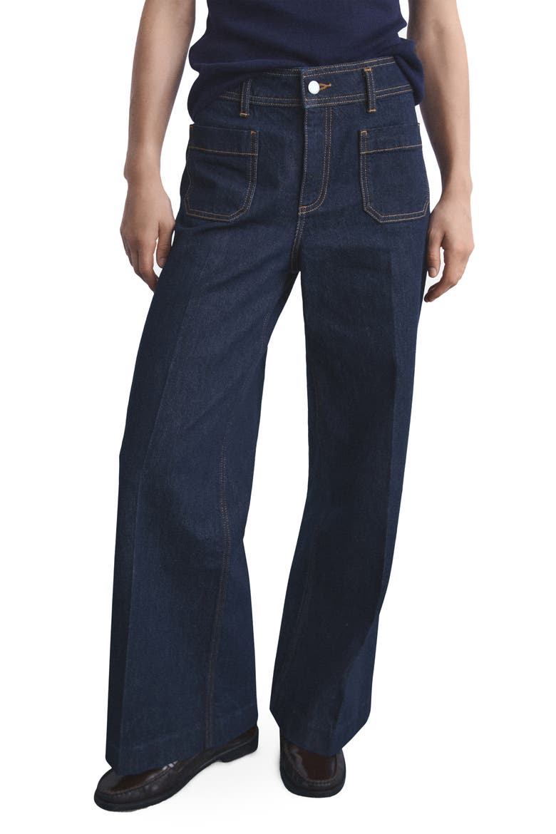 Jessie Patch Pocket Wide Leg Jeans, Main, color, BLUE