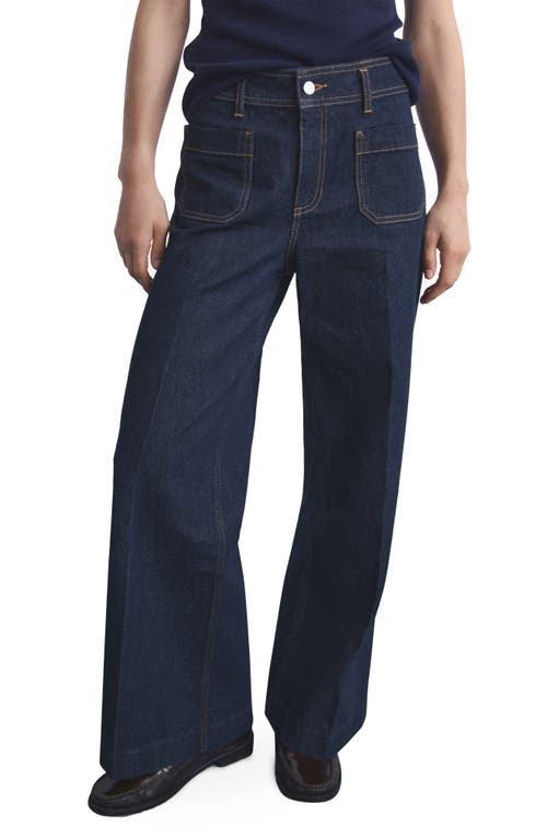 Mango Jessie Patch Pocket Wide Leg Jeans In Blue