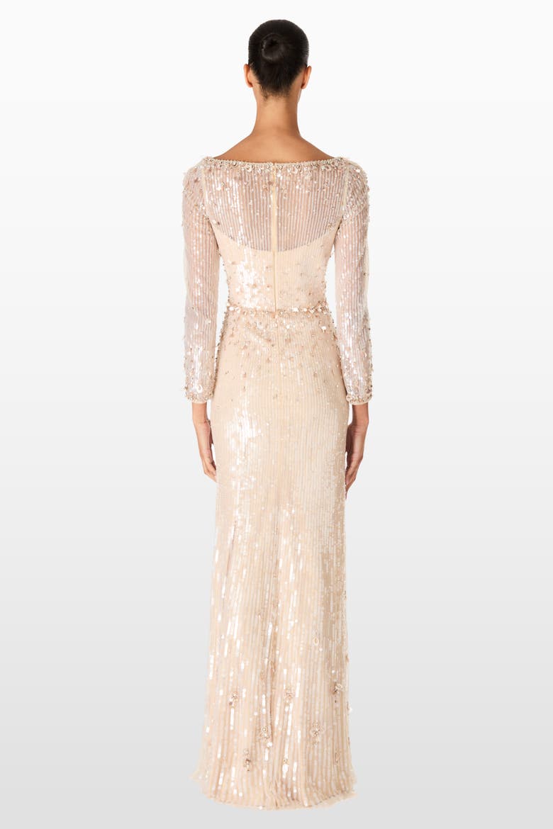 Kestra Sequin-Embellished Maxi Dress, Alternate, color, Almond
