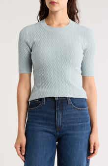 rag & bone Tam Short Sleeve Cable Knit Sweater