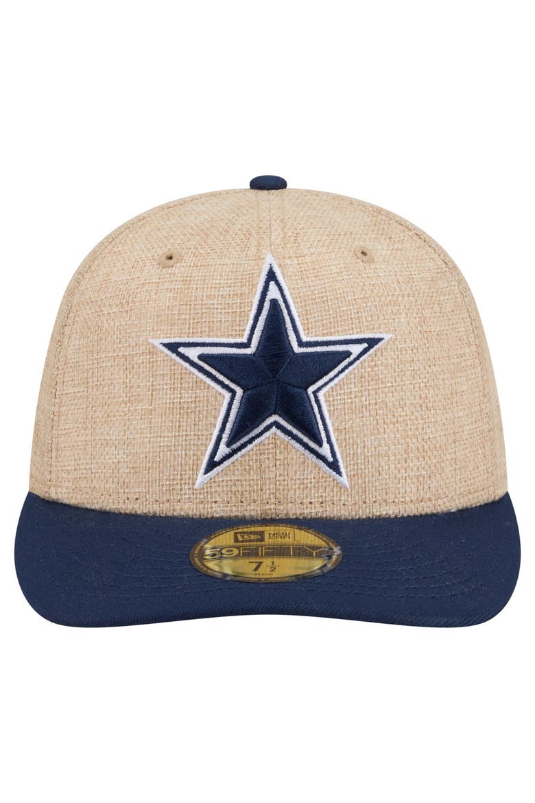 Men's New Era  Natural/Navy Dallas Cowboys Pre-Curved Twine 59FIFTY Fitted Hat, Alternate, color, Natural