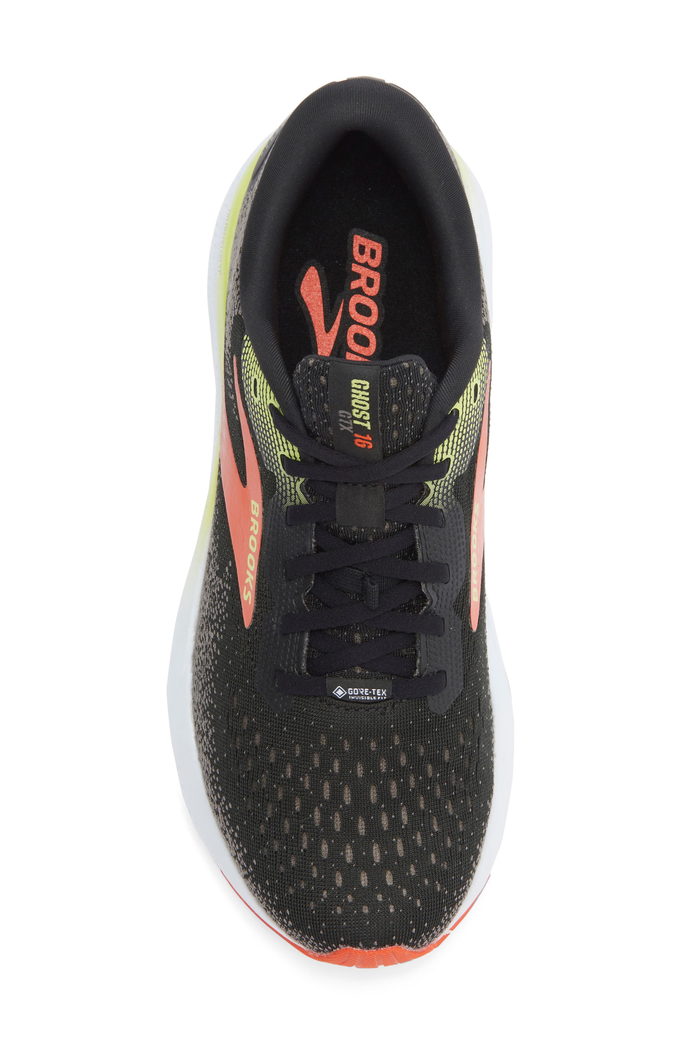 Brooks Ghost 16 GTX Gore-Tex<sup>®</sup> Waterproof Running Shoe, Alternate, color, Black/Mandarin Red/Green