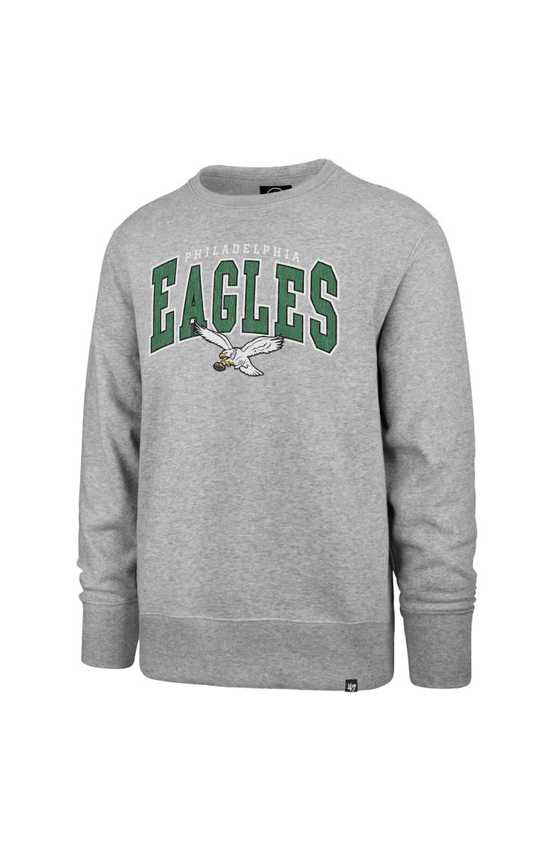'47 Men's '47 Gray Philadelphia Eagles Varsity Block Headline Pullover Sweatshirt, Alternate, color,