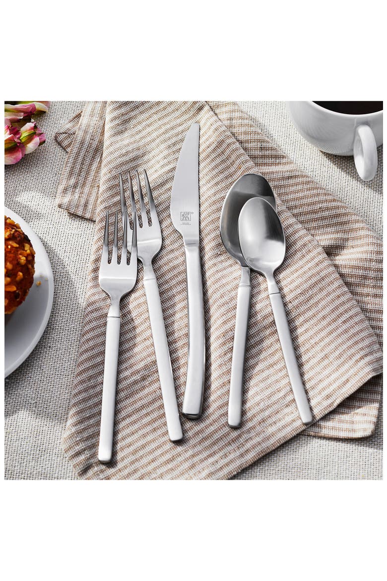 Opus Satin Finish 45-Piece Flatware Set, Alternate, color, STAINLESS STEEL