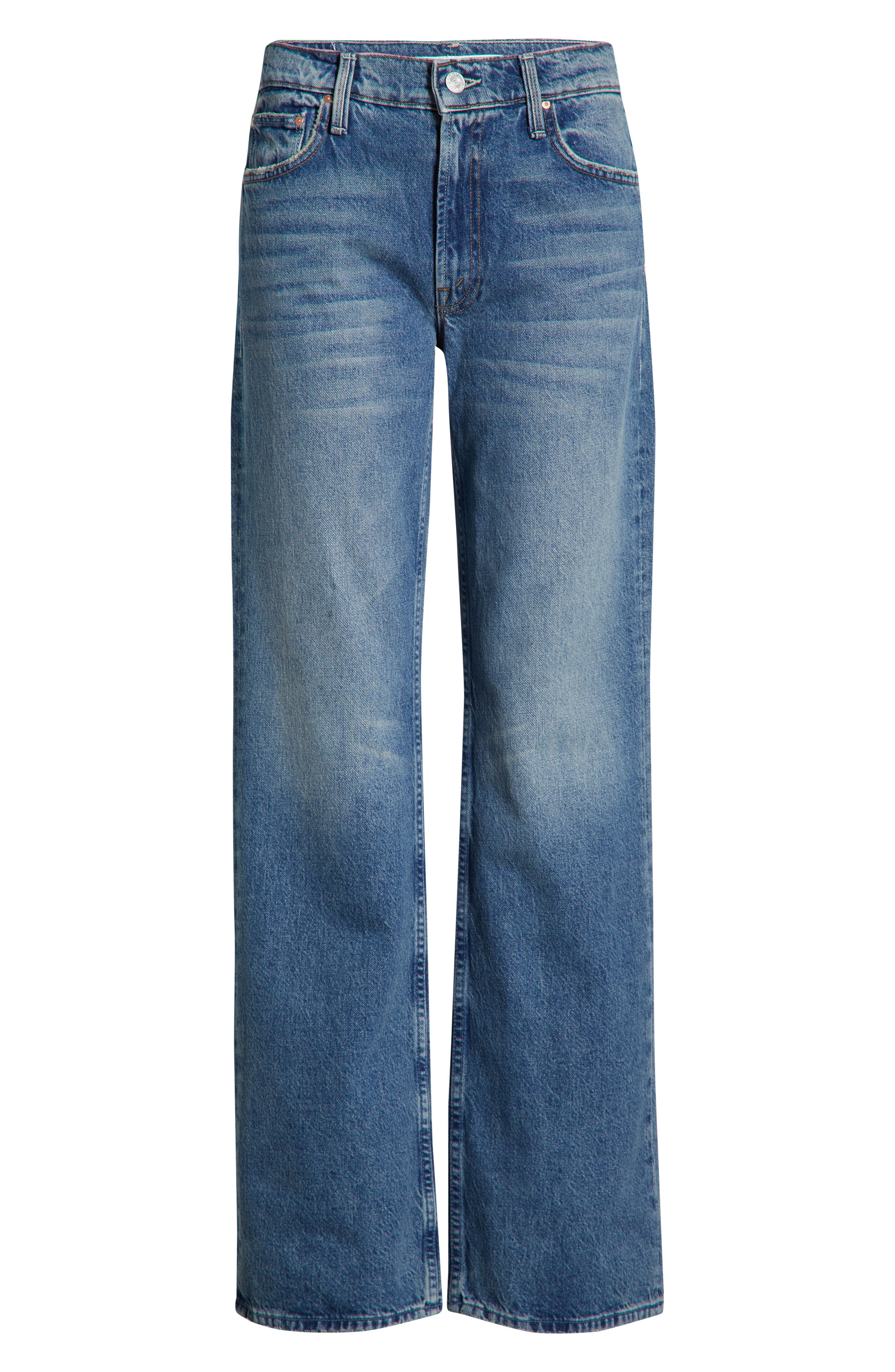 Mother Jeans The Rerun Zip Sneak With Belt Loops And Logo Embroidery On The Back In Blue Denim For Women
