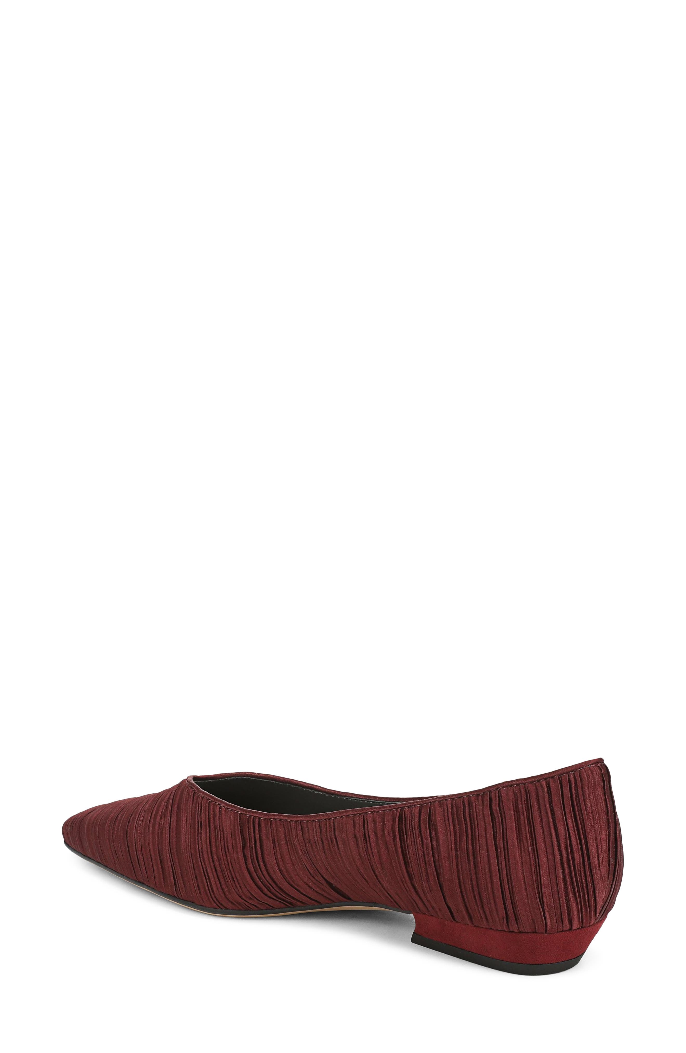 Dasia Pointed Toe Flat, Alternate, color, RED PLEATED SATIN