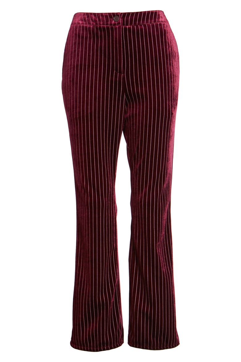 Velour Ankle Trousers, Alternate, color, RED TANNIN DOTTED STRIPE