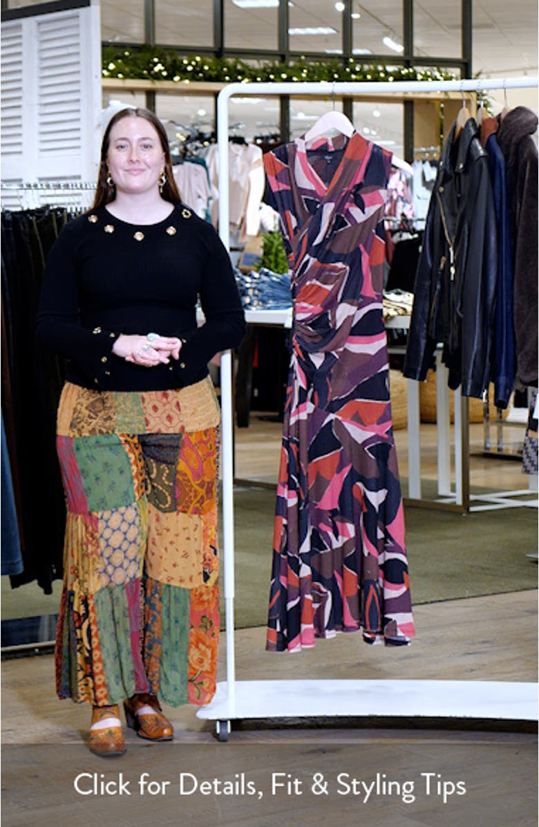 Vanya Abstract Print Faux Wrap Midi Dress, sales video thumbnail