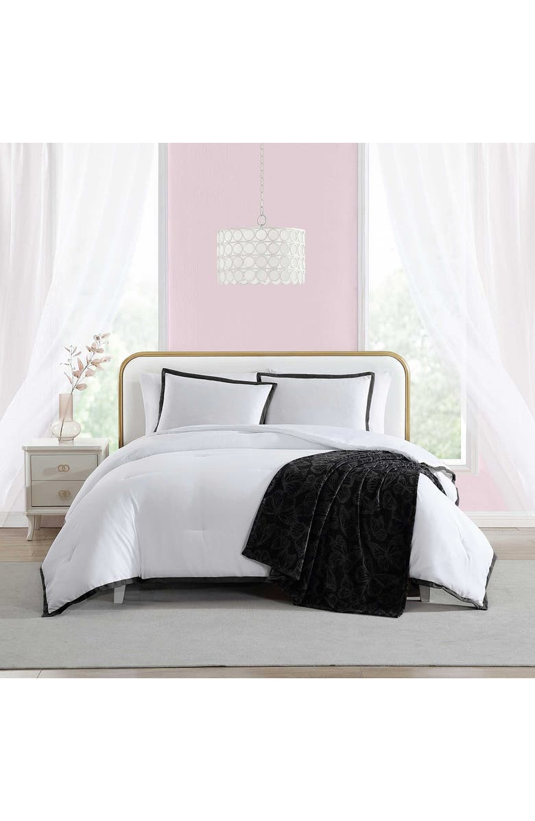 Betsey Johnson Signature Hotel Solid Comforter & Sham Set, Alternate, color, White/ Black