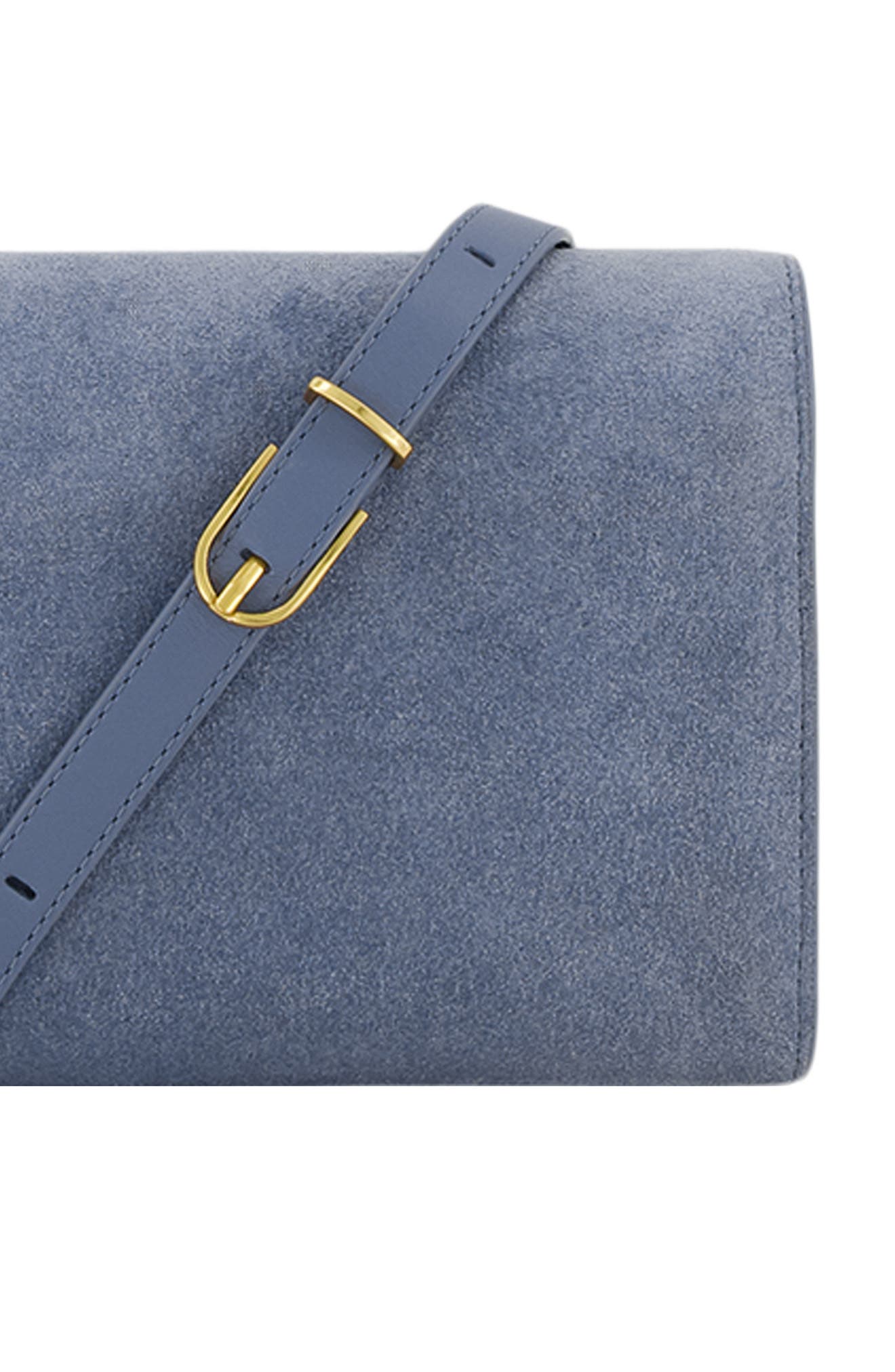 Suede Wallet on a Strap, Alternate, color, AZUL