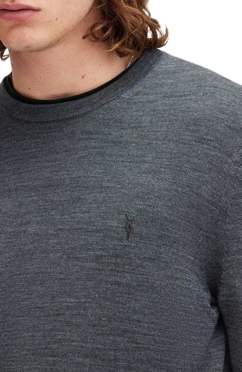 AllSaints Mode Merino Wool Crewneck Sweater, Alternate, color, Smith Blue