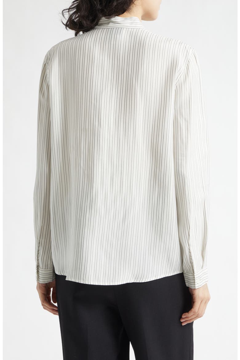 Stripe Tie Neck Button-Up Shirt, Alternate, color, SOLID WHITE