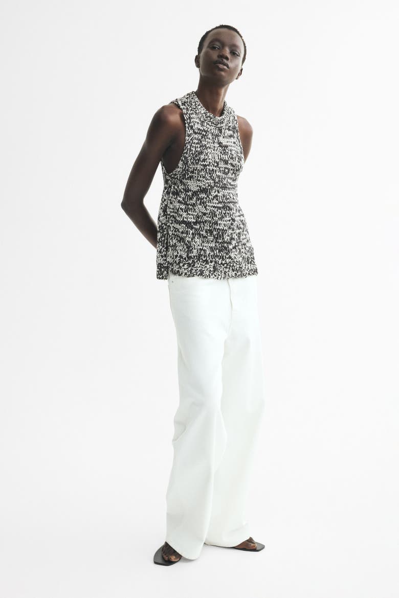 Textured-knit Tank Top, Alternate, color, Black/white melange