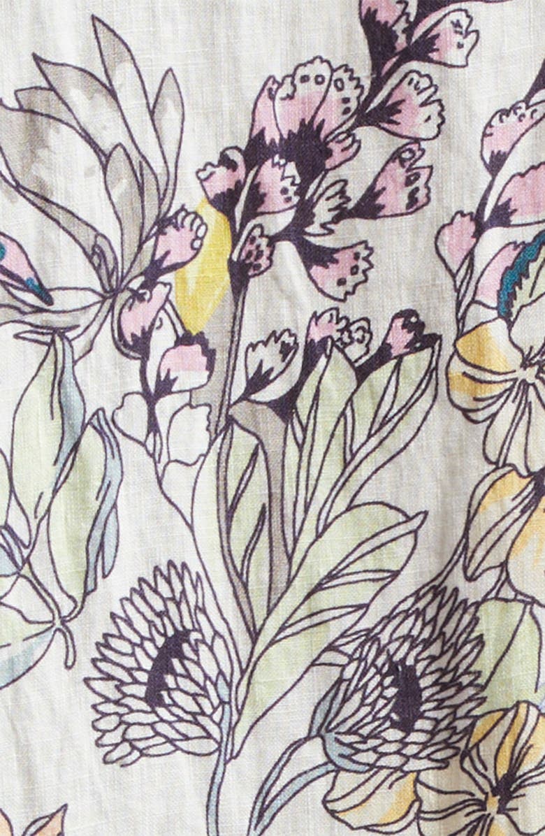 La Vie Style House Everyday Floral Long Sleeve Linen Cover-Up Caftan, Alternate, color, 