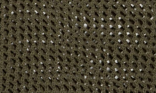 Max Studio Long Sleeve Mesh Open Knit Top In Army