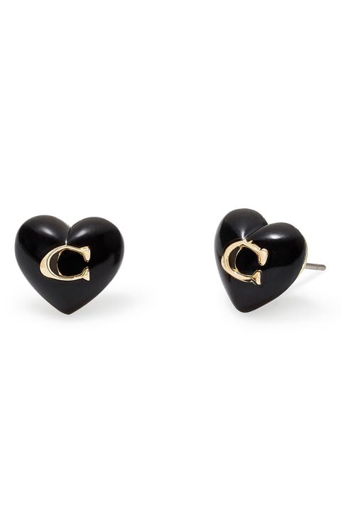 Resin Heart Stud Earrings