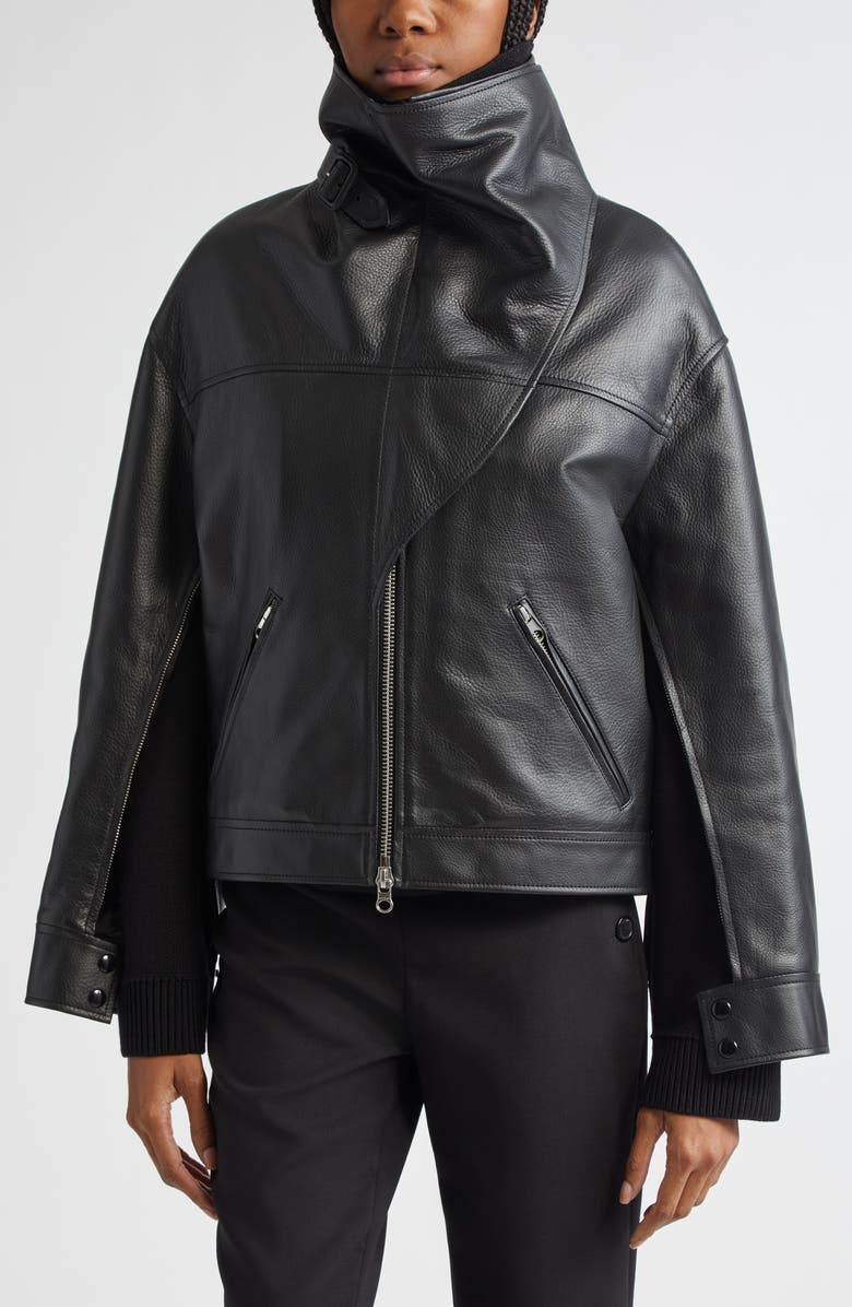 Courrèges Oversize Leather Jacket, Alternate, color,