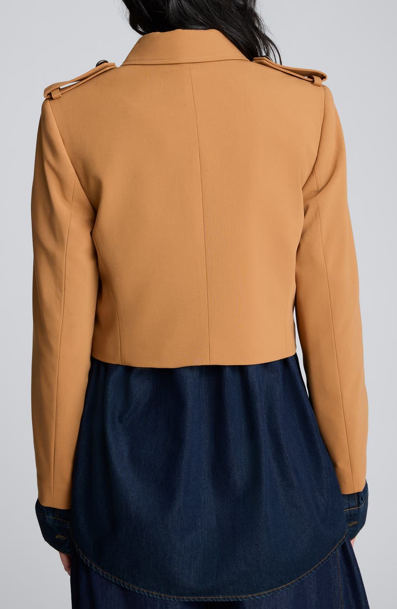 Kenneth Cole Double Breasted Crop Military Jacket, Alternate, color, Rich Umber