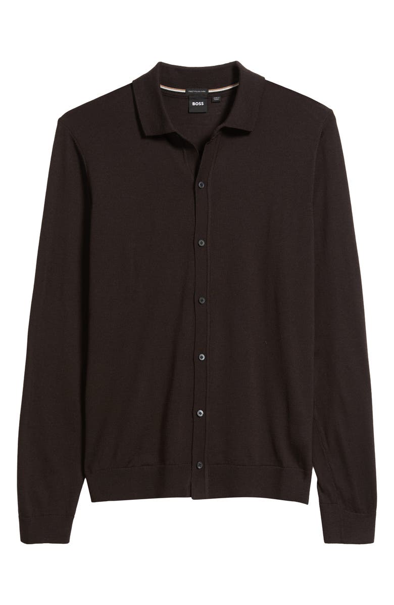 BOSS Helbert Wool Cardigan, Alternate, color, Dark Brown