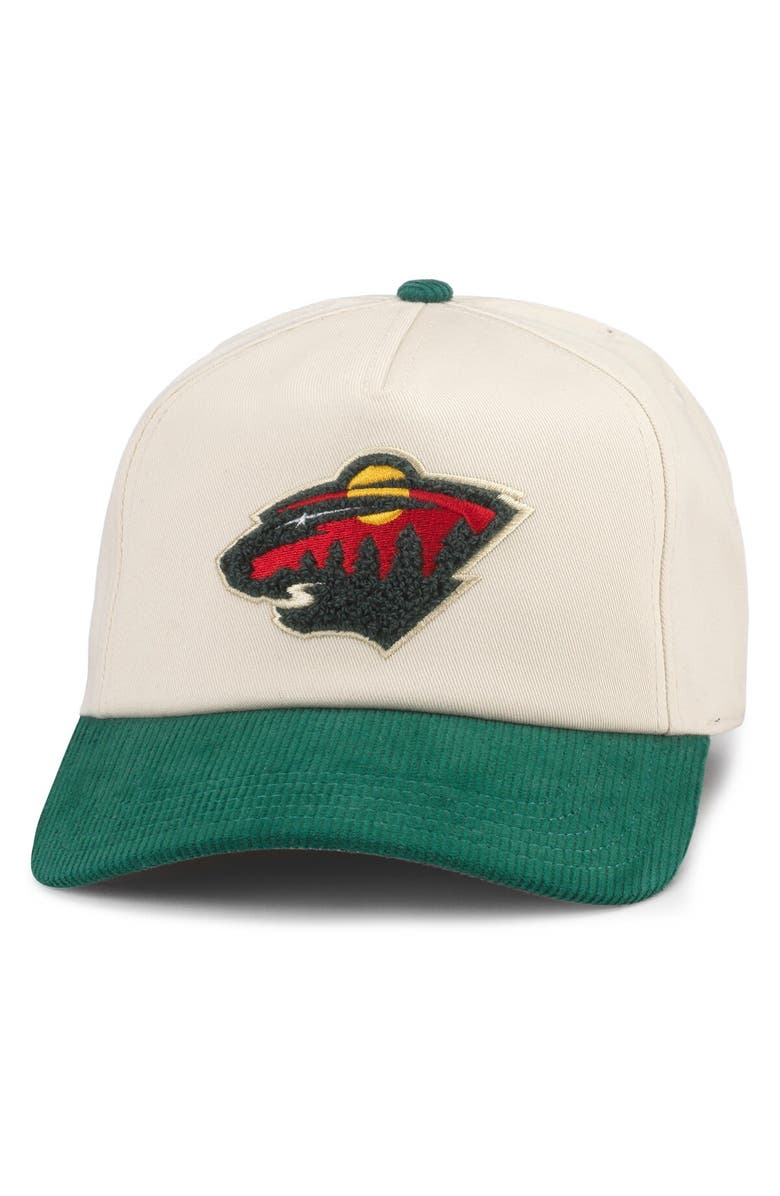 American Needle Men's American Needle Cream/Green Minnesota Wild Burnett Adjustable Hat, Main, color, Cream