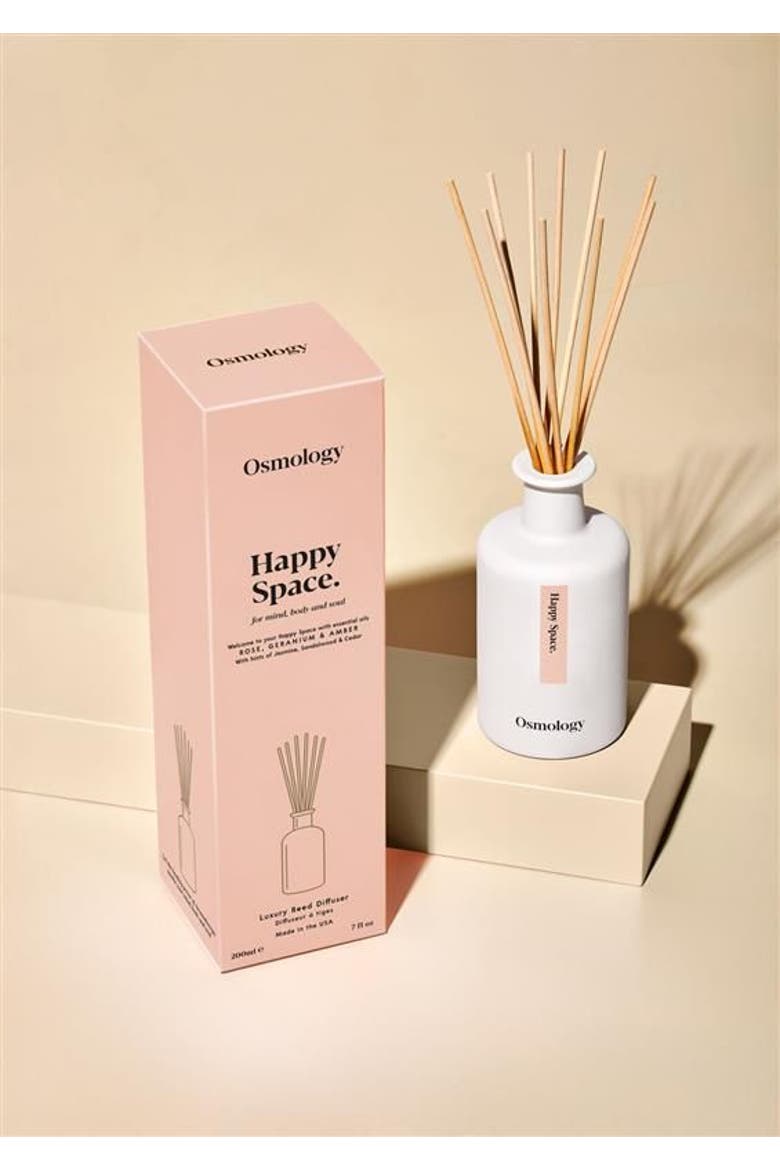 Happy Space Reed Diffuser - Rose Geranium and Amber, Alternate, color, white