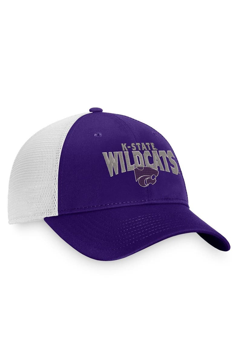 TOP OF THE WORLD Men's Top of the World Purple/White Kansas State Wildcats Breakout Trucker Snapback Hat, Alternate, color, Purple