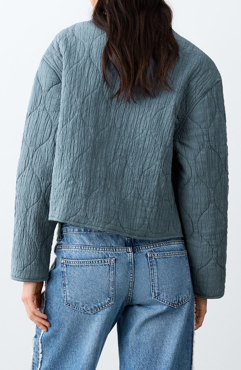 MANGO TEEN Studded Quilted Jacket, Alternate, color, Petrol Blue