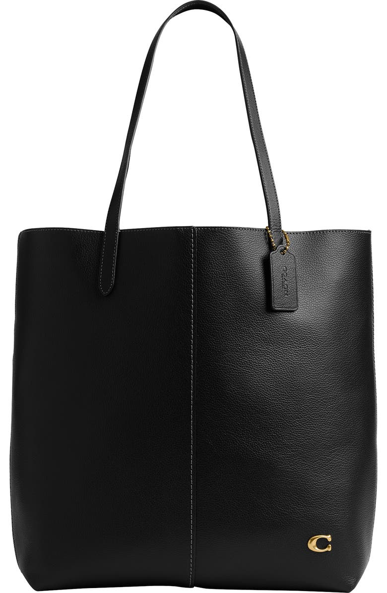 COACH North Pebbled Leather Tote, Main, color, Black