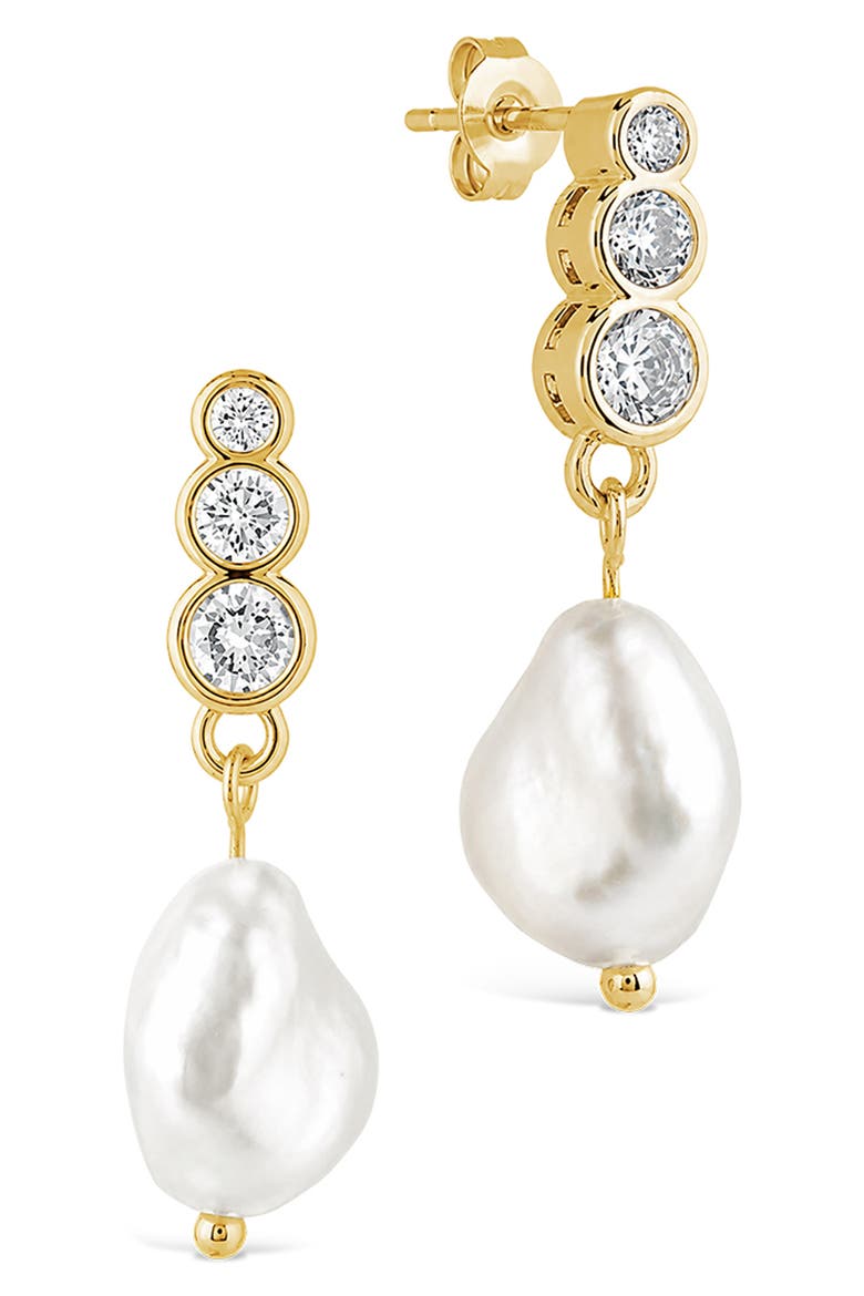 Simulated Pearl Drop Earrings, Main, color, GOLD