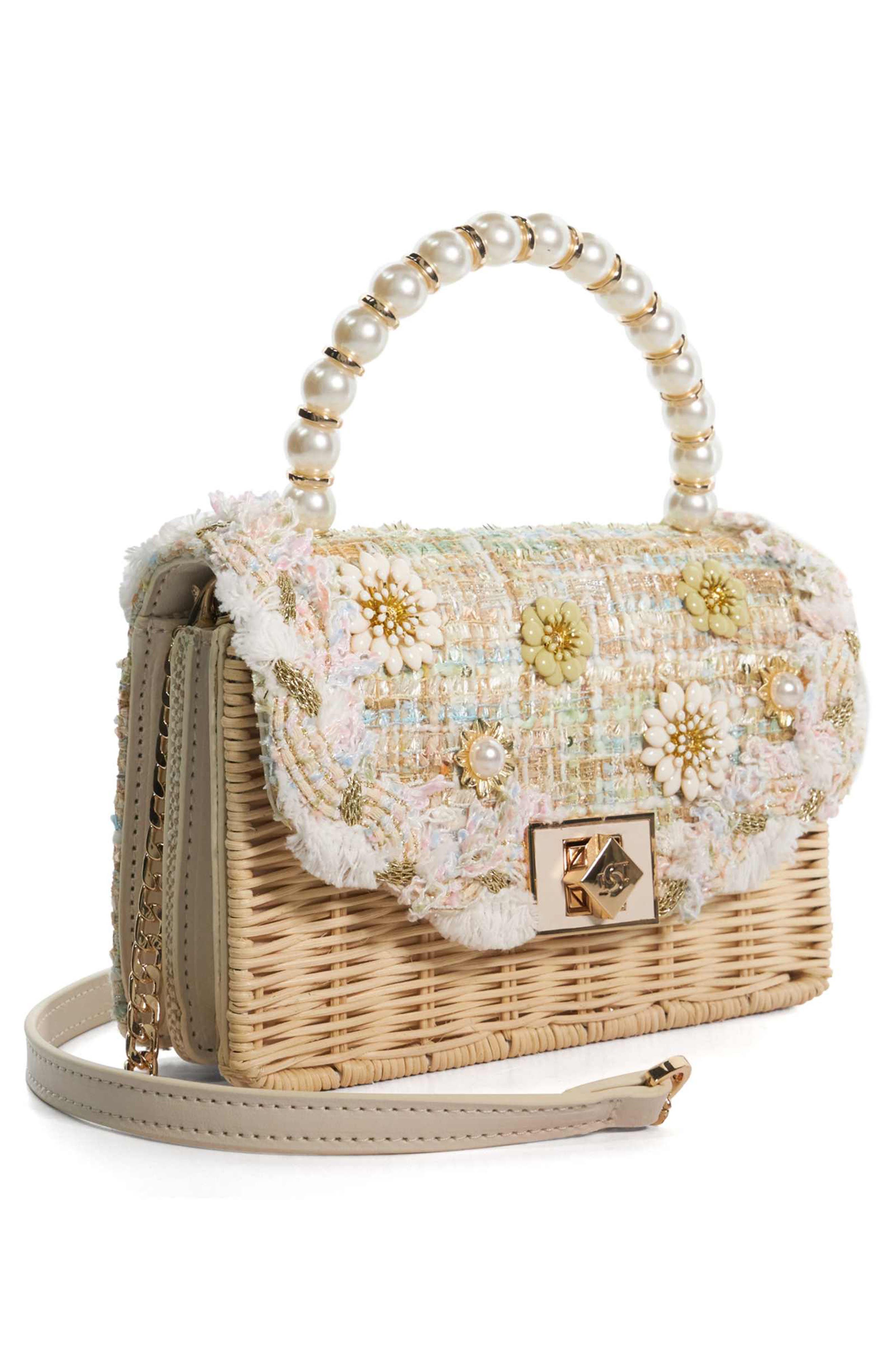 Dune London Blooms Woven Shoulder Bag, Alternate, color, 