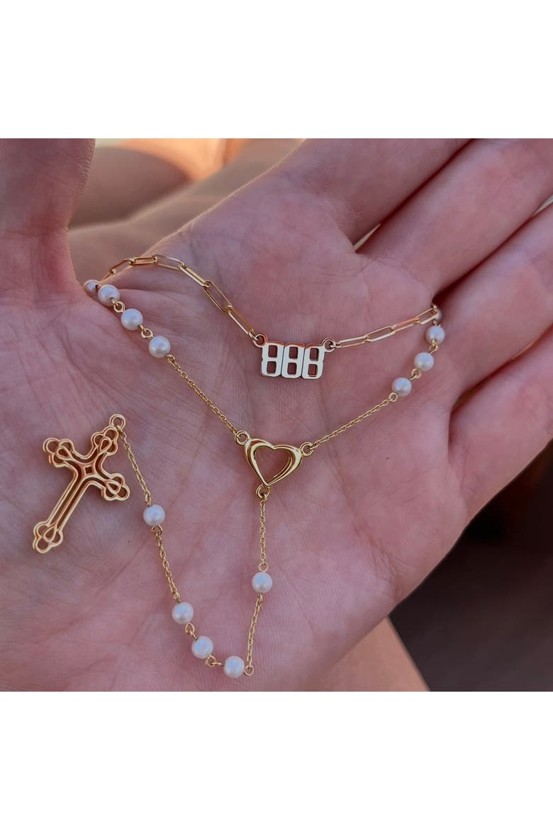 The Paloma Pearl Rosary Necklace, Alternate, color, Gold, White