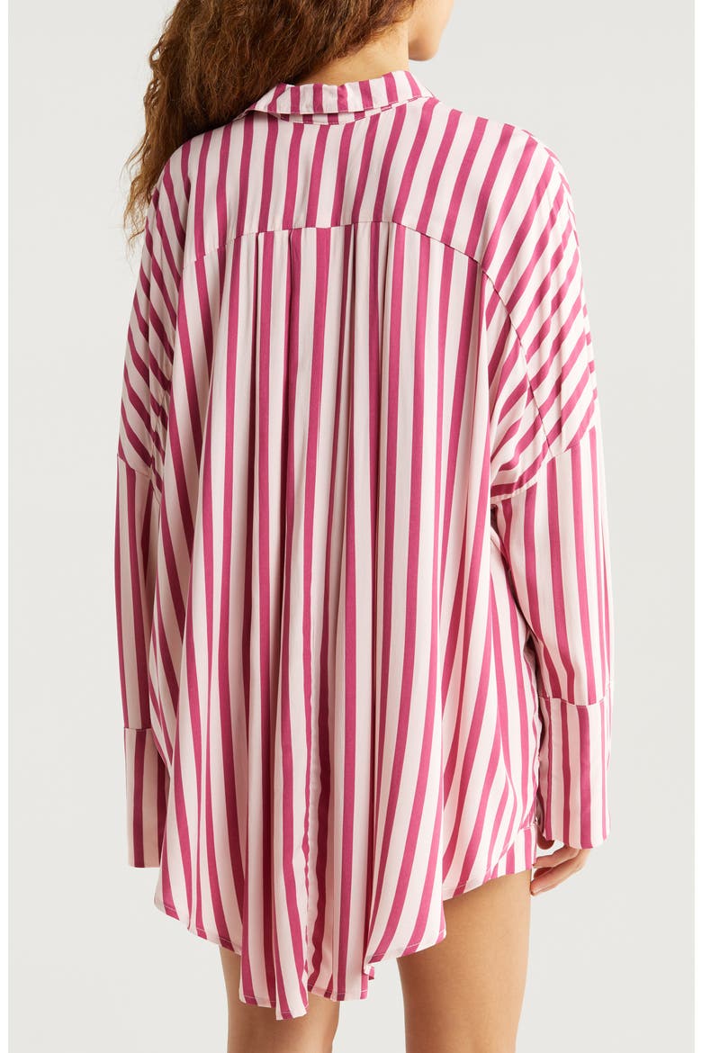 Anniversary Stripe Long Sleeve & Short Pajamas, Alternate, color, MULBERRY/ PINK STRIPE