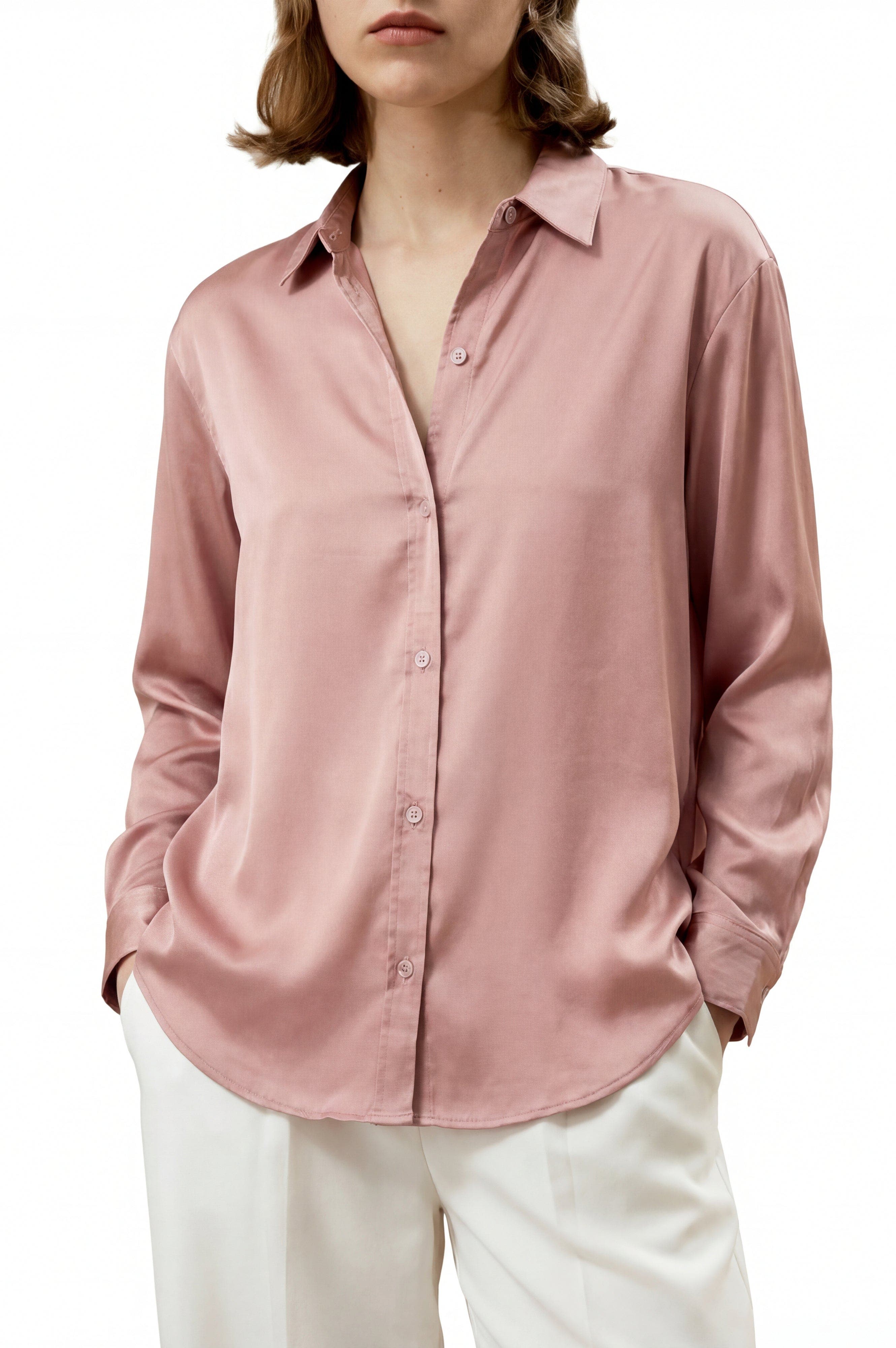 Women's Button Down Satin Silk Shirt - image 5