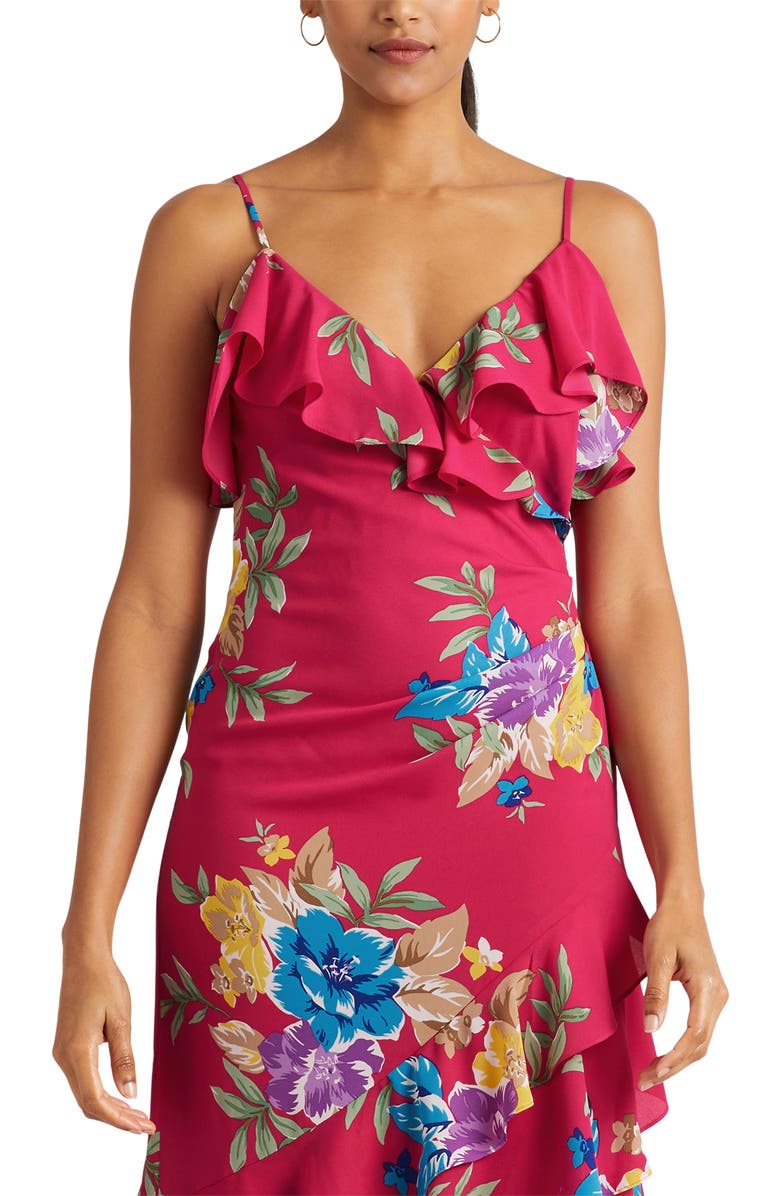 Lauren Ralph Lauren Floral Ruffle High-Low Gown, Alternate, color, 