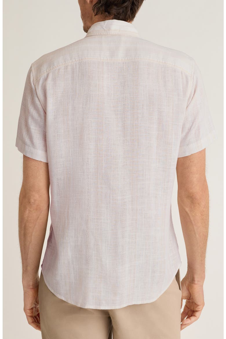 Slim Fit Striped Short Sleeve Shirt, Alternate, color, SAND TEXTURE STRIPE LINEN