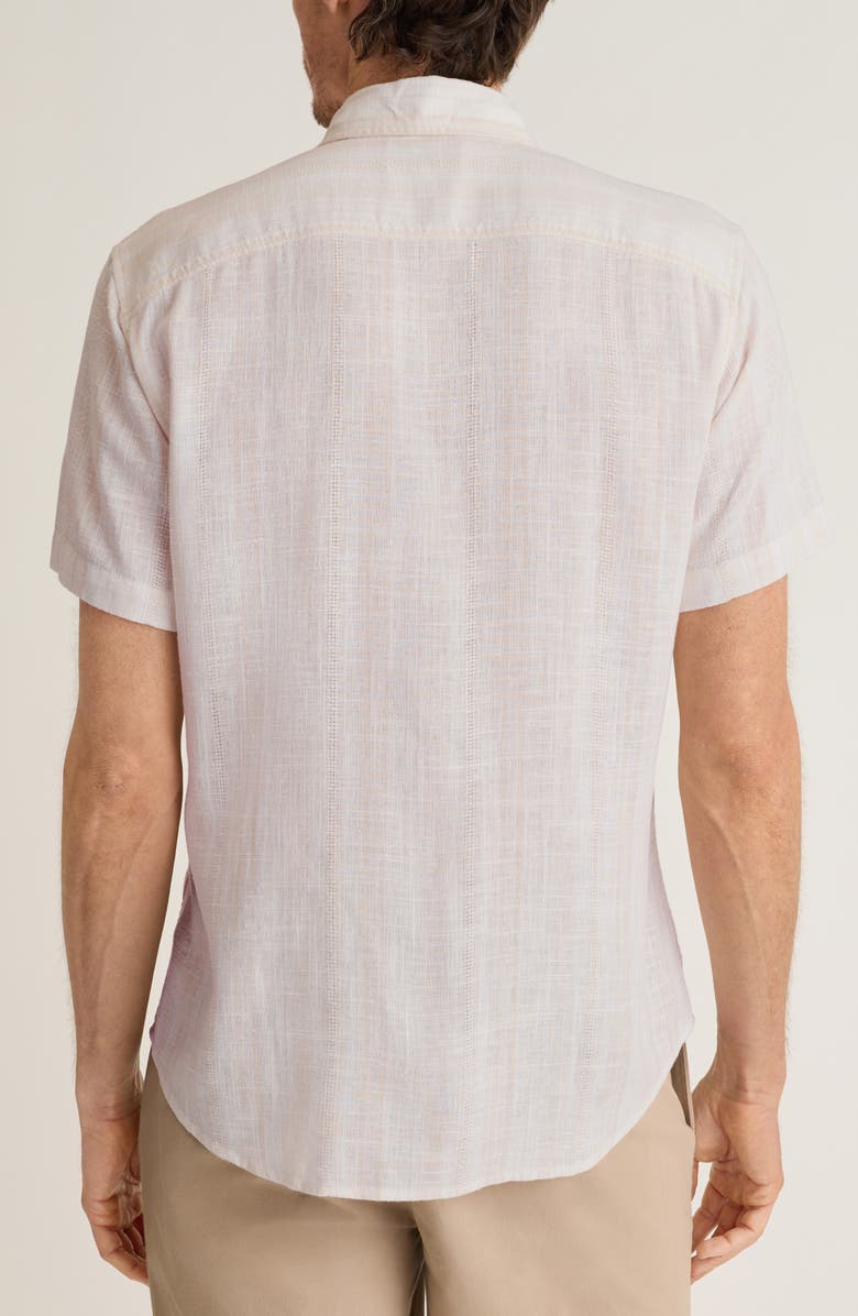 Bonobos Slim Fit Striped Short Sleeve Shirt, Alternate, color, Sand Texture Stripe Linen