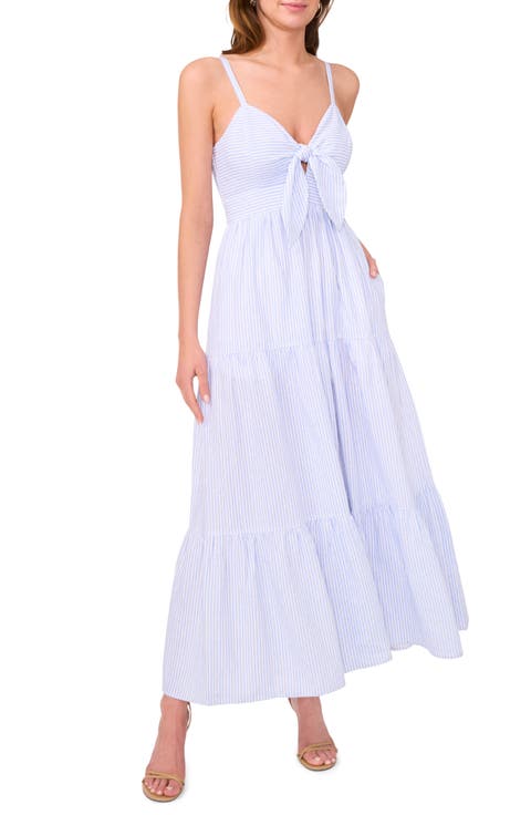 Stripe Twist Front Linen Blend Maxi Dress