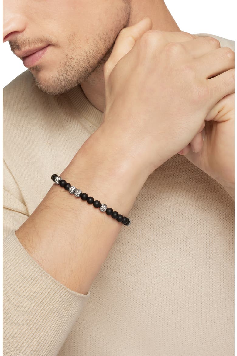 Spiritual Beads Bracelet in Sterling Silver with Black Onyx & Pavé Diamonds, Alternate, color, STERLING SILVER