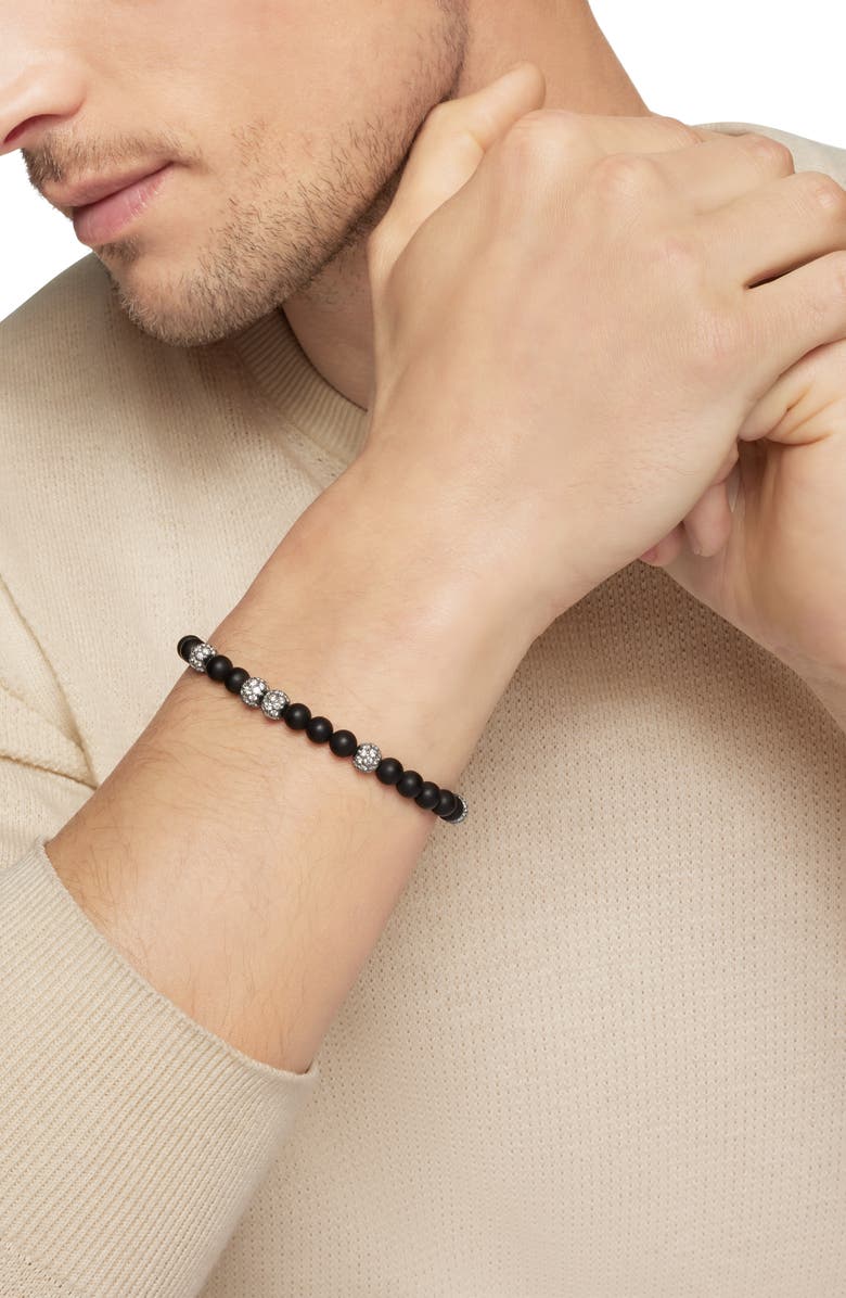 David Yurman Spiritual Beads Bracelet in Sterling Silver with Black Onyx & Pavé Diamonds, Alternate, color, Sterling Silver
