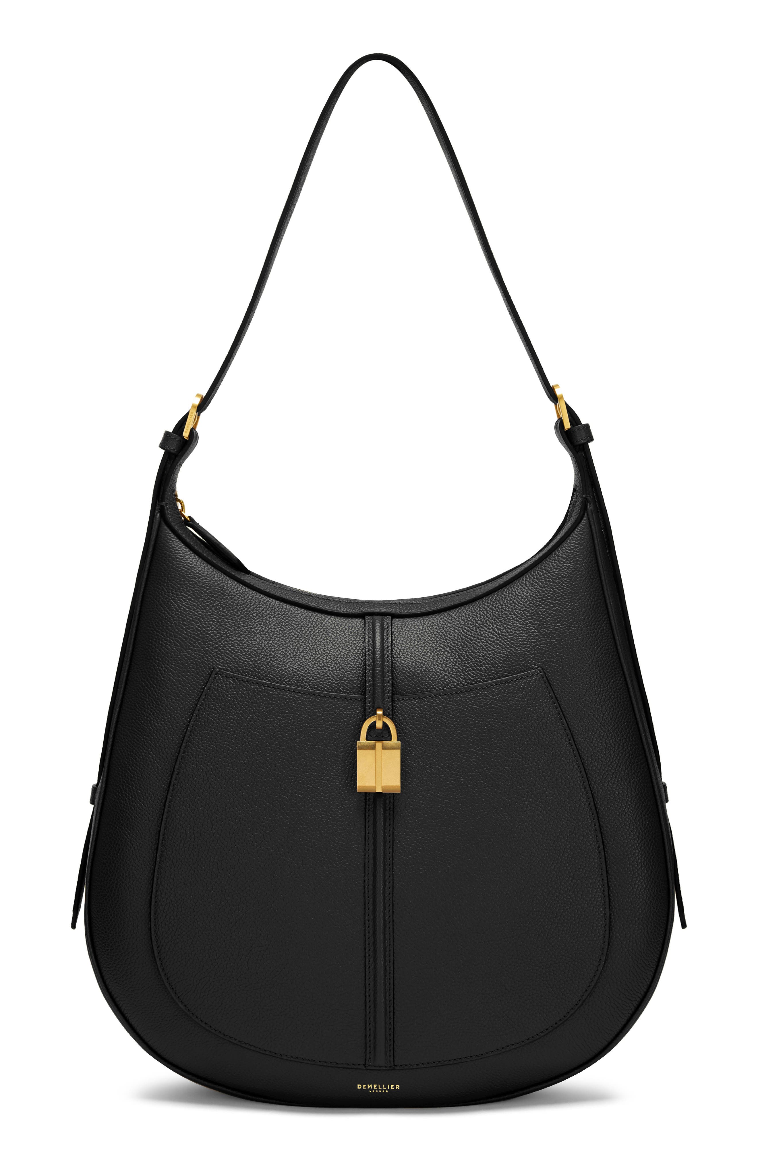 DeMellier Siena Leather Hobo Bag, Main, color, Black
