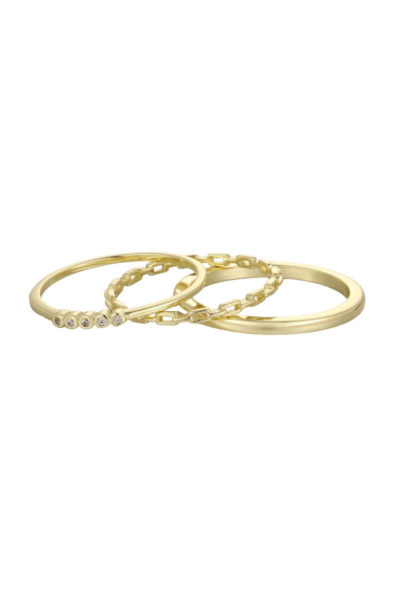 14k Gold Plated 3-Piece Stacking Ring Set, Alternate, color, GOLD