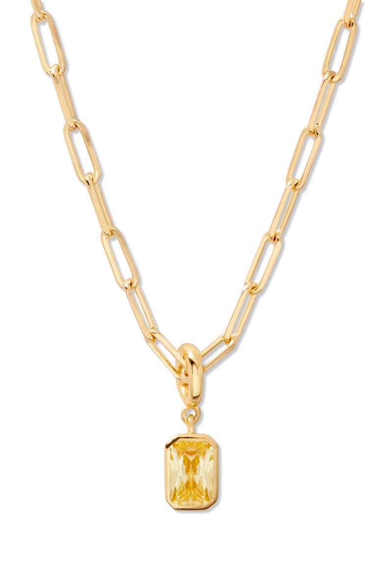 Mackenzie Birthstone Paper Clip Chain Pendant Necklace, Main, color, GOLD - NOVEMBER
