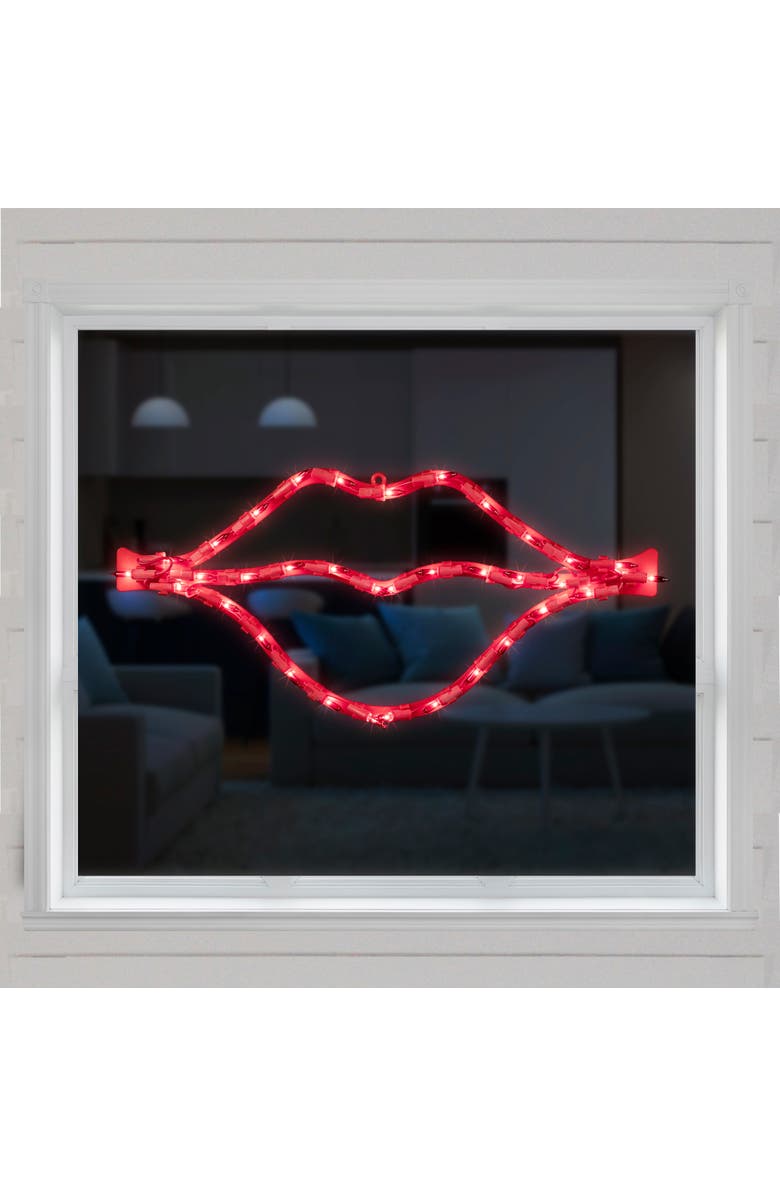 Northlight 17.5" Lighted Red Lips Valentine's Day Window Silhouette, Alternate, color, Red