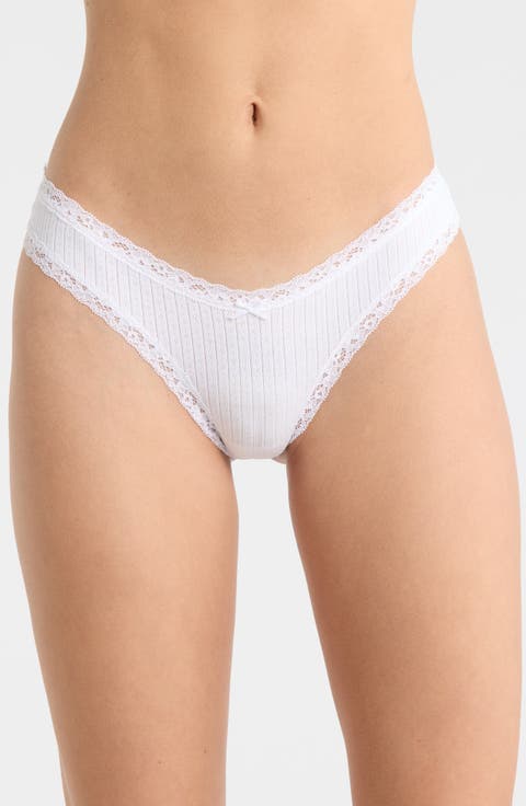 Lightweight Stretch Cotton Pointelle Thong (Regular & Plus)