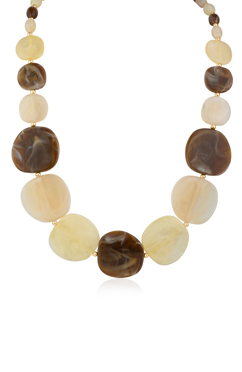 JARDIN Graduated Disc Statement Necklace, Main, color, Brown/ Gold